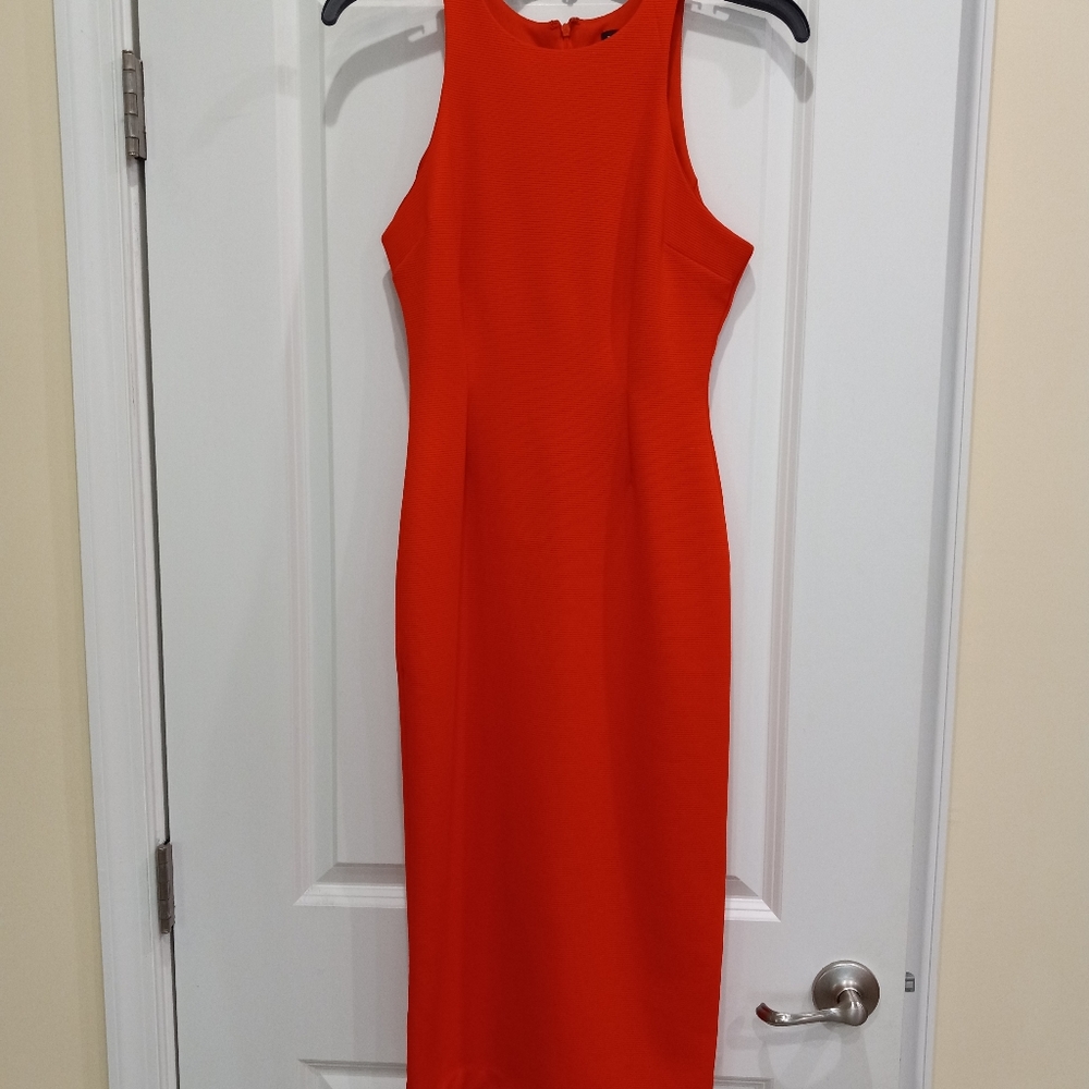 Burnt orange midi dress